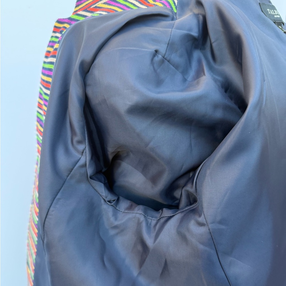 Talbots Rainbow Horizontal Striped Metallic Thread Mandarin Collar Biazer - Picture 12 of 12